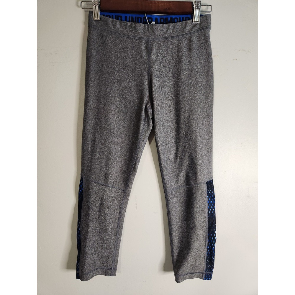 UNDER ARMOUR COMPRESSION‎ BLUE  & GRAY Heat Gear CAPRI LEGGINGS SZ Sm